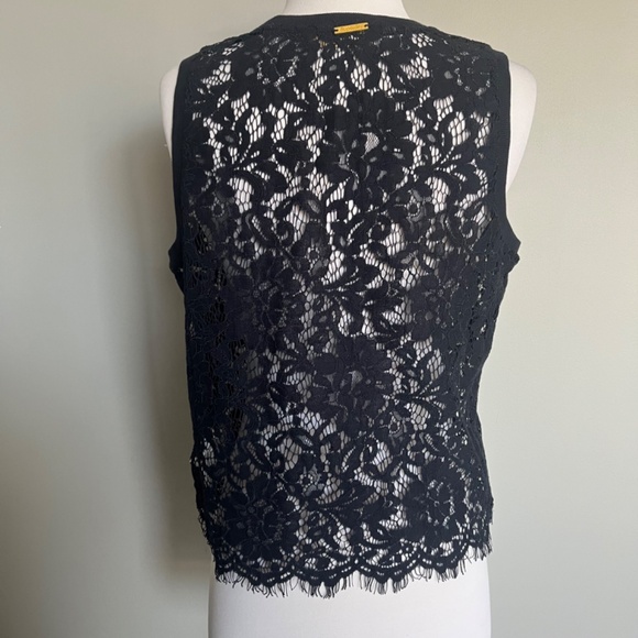 Superdry Eyelash Lace Navy Blue Tank Top Cocktail Sleeveless Blouse - Picture 9 of 16